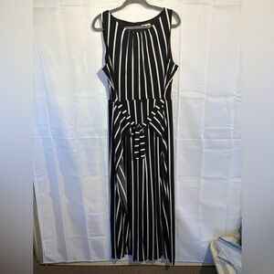 NWOT Est. 1946 Black and White Striped Jumpsuit with Tie - Size XL
